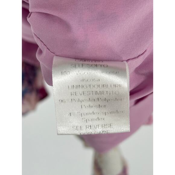 Adelyn Rae Abbie Satin Mini Dress White Pink Floral Ruffled Ruched Feminine M - Picture 6 of 9